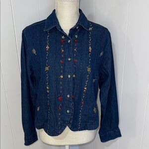 Victoria Jones Woman Blue Embroidered Blouse